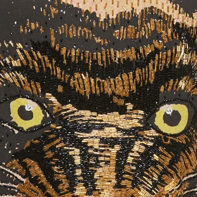 Pre Owned Gucci Black Tiger Print Jersey Embellished T-Shirt M