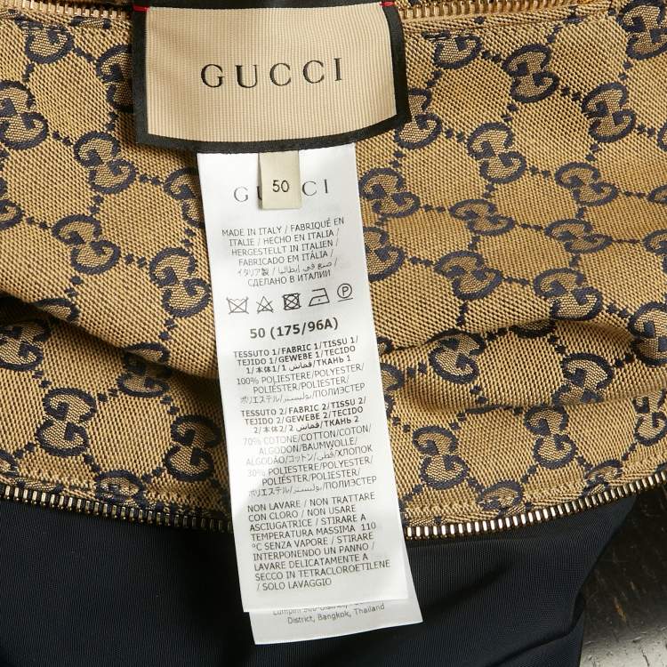 Pre Owned Gucci Blue/Beige GG Monogram Nylon Reversible Jacket M