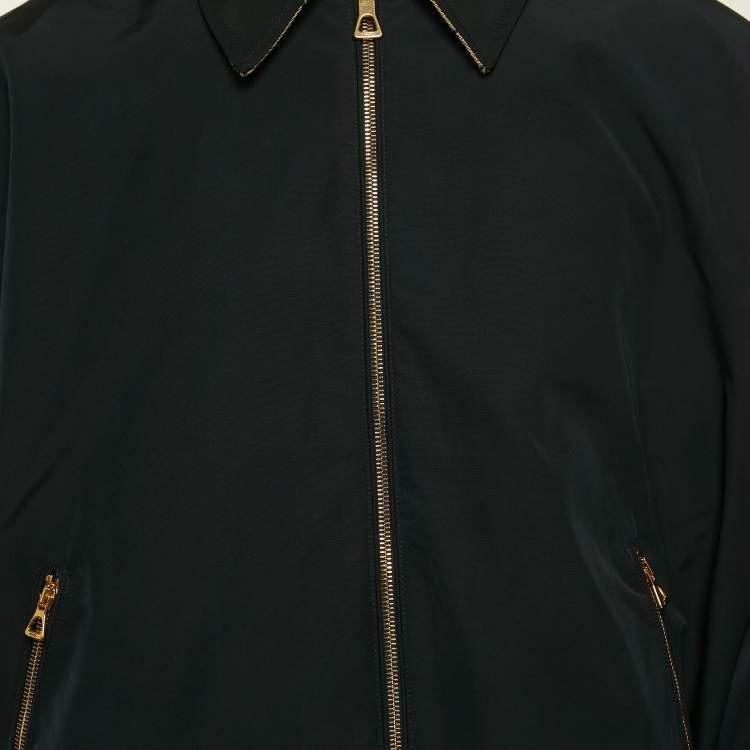 Pre Owned Gucci Blue/Beige GG Monogram Nylon Reversible Jacket M