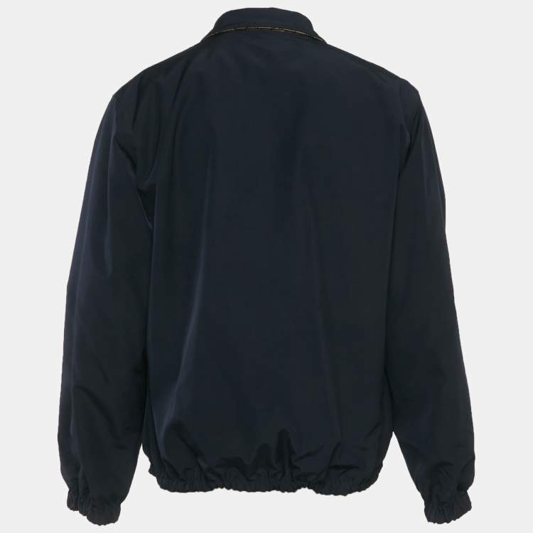 Pre Owned Gucci Blue/Beige GG Monogram Nylon Reversible Jacket M