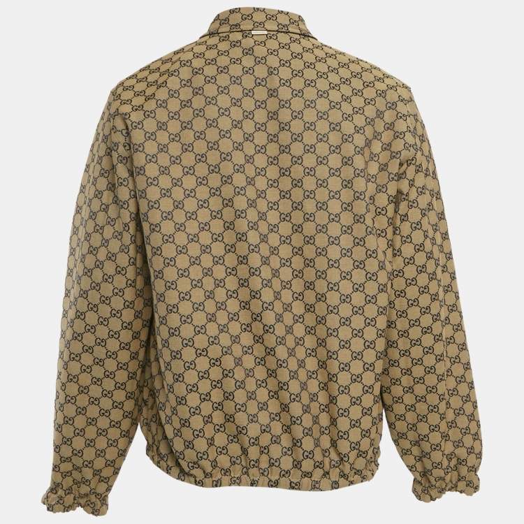 Pre Owned Gucci Blue/Beige GG Monogram Nylon Reversible Jacket M