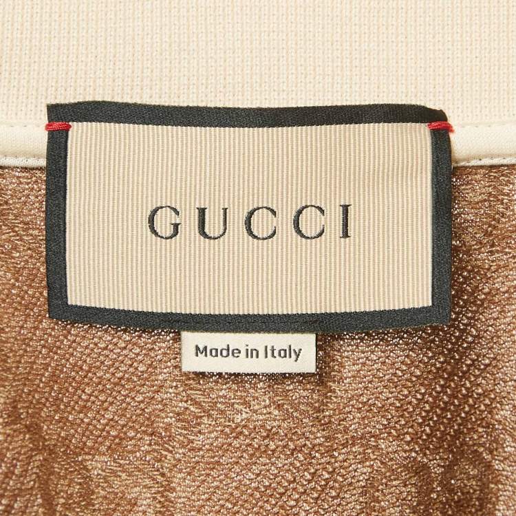 Pre Owned Gucci Brown GG Jacquard Jersey Polo T-Shirt L