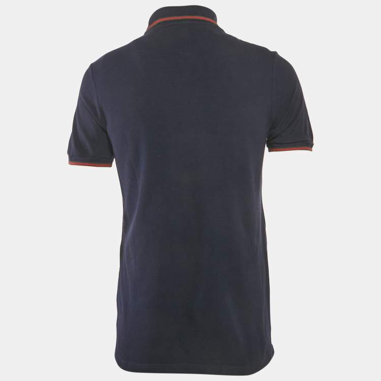 Pre Owned تي شيرت غوتشي قطن أزرق بتفاصيل رقعة بولو مقاس كبير ( لارج )