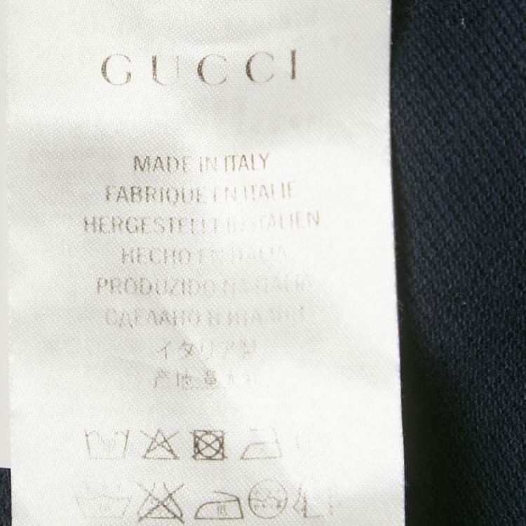 Pre Owned تي شيرت غوتشي قطن أزرق بتفاصيل رقعة بولو مقاس كبير ( لارج )