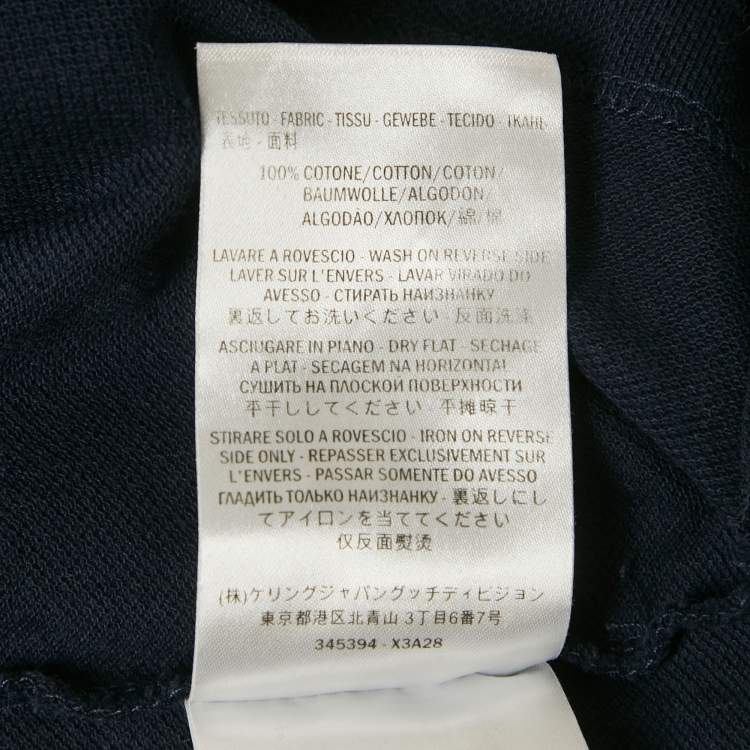 Pre Owned تي شيرت غوتشي قطن أزرق بتفاصيل رقعة بولو مقاس كبير ( لارج )