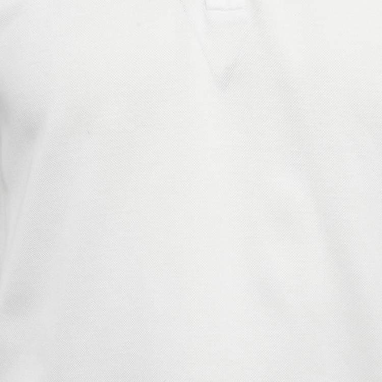 Pre Owned Gucci White Pique Long Sleeve Polo T-Shirt M
