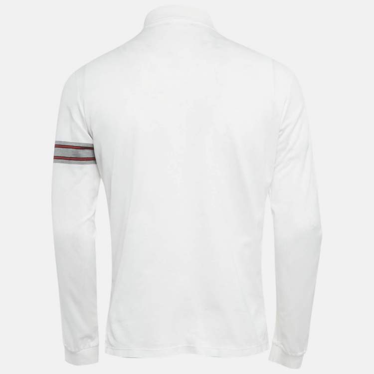 Pre Owned Gucci White Pique Long Sleeve Polo T-Shirt M