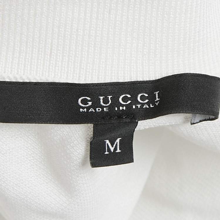 Pre Owned Gucci White Pique Long Sleeve Polo T-Shirt M