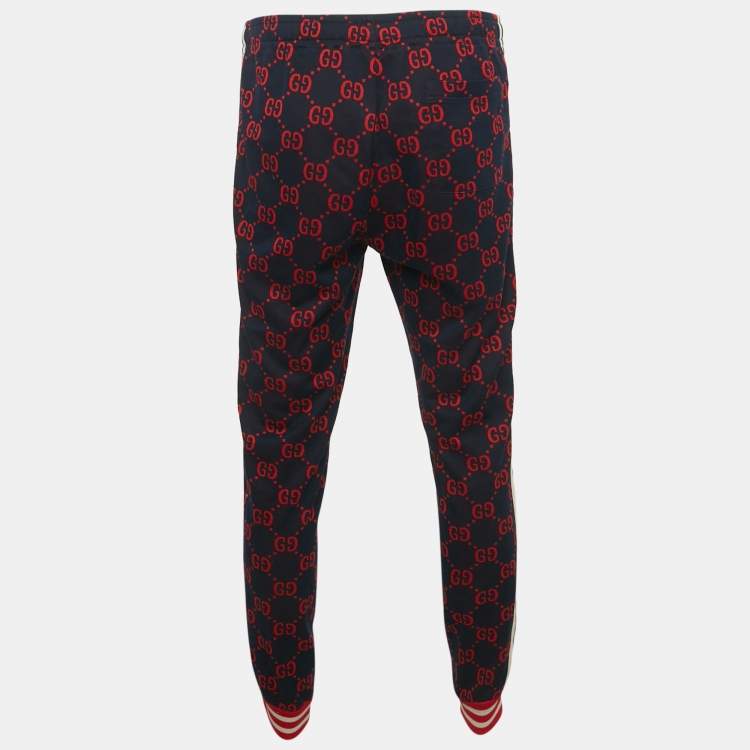 Pre Owned Gucci Blue GG Cotton Jersey Joggers L