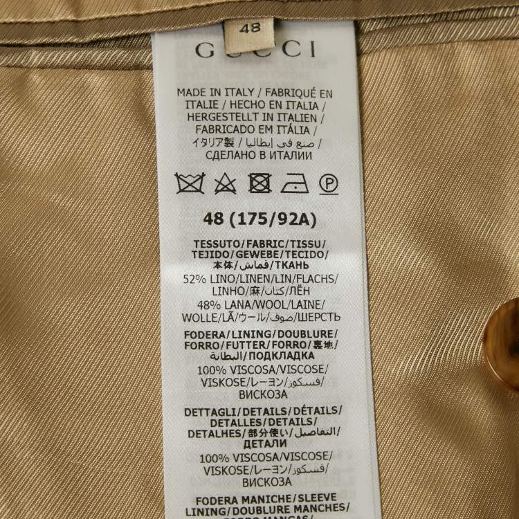 Pre Owned Gucci Grey/Beige Check Pattern Wool Blend Double Breasted Jacket M