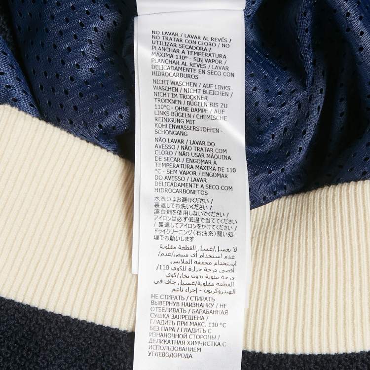 Pre Owned Gucci Blue Web Trim Textured Knit Hooded Jacket XL