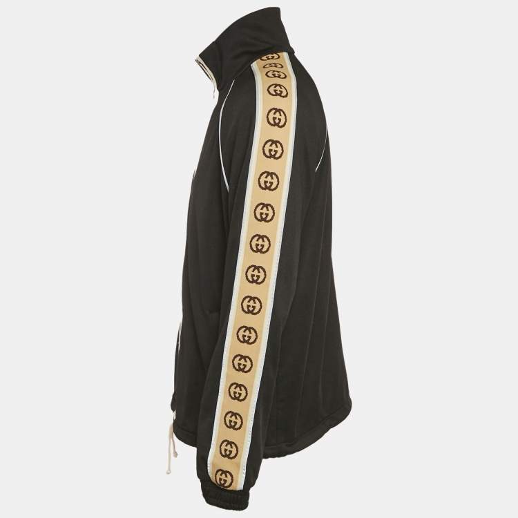 Pre Owned Gucci Black GG Side Stripe Jersey Jacket M