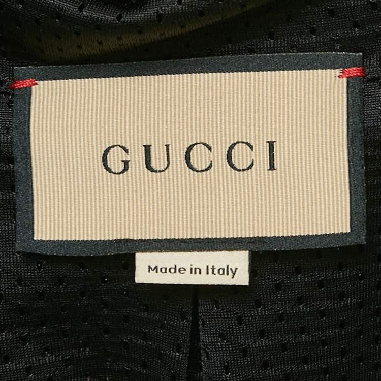 Pre Owned Gucci Black Web Trim Cotton Zip-Up Jacket L