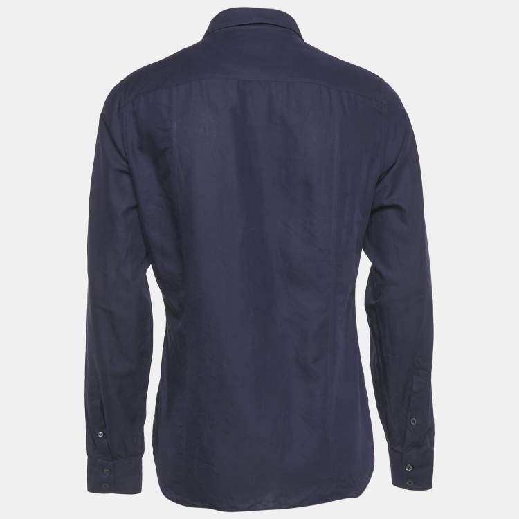 Pre Owned Gucci Blue Cotton Skinny Shirt XL