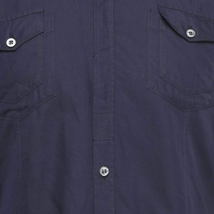 Pre Owned Gucci Blue Cotton Skinny Shirt XL