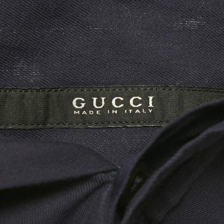 Pre Owned Gucci Blue Cotton Skinny Shirt XL