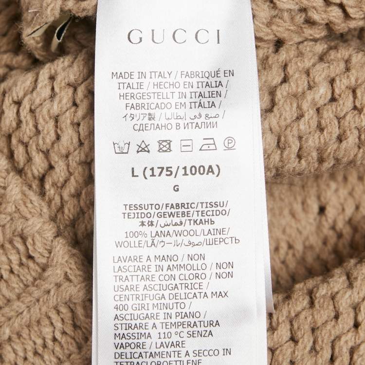 مملوكة مسبقًا Gucci Brown Logo Intarsia Rib Knit Sweater L