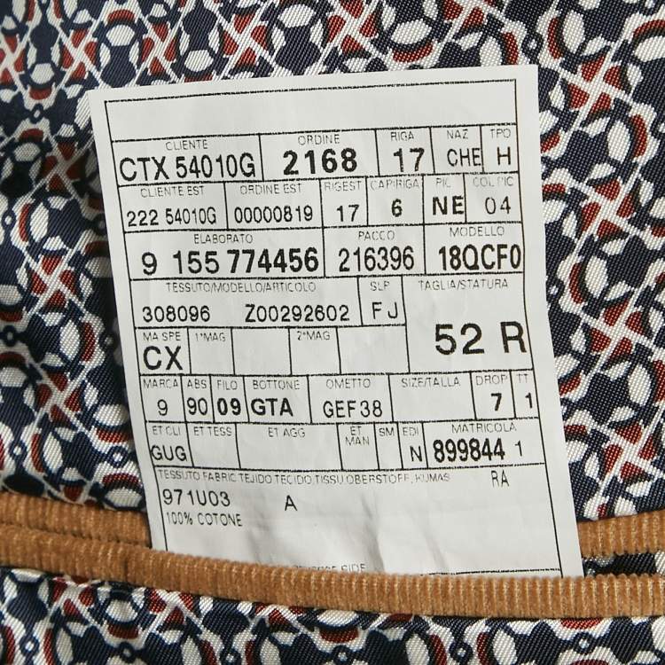 Pre Owned Gucci Beige Corduroy Regular Fit Blazer XL