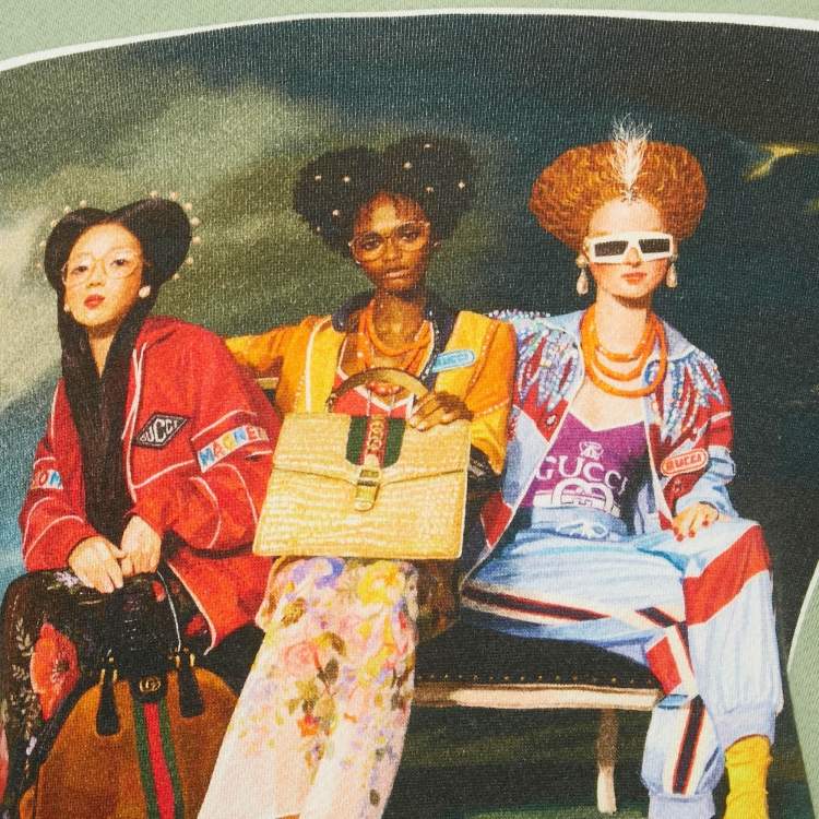 Pre Owned Gucci X Ignasi Monreal Green Printed Cotton Hallucination Sweatshirt S