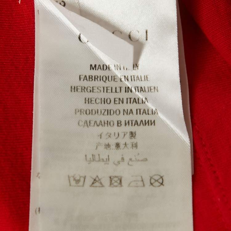 Pre Owned Gucci Red Jersey Tomorrow Is Now Yesterday Print T-Shirt S