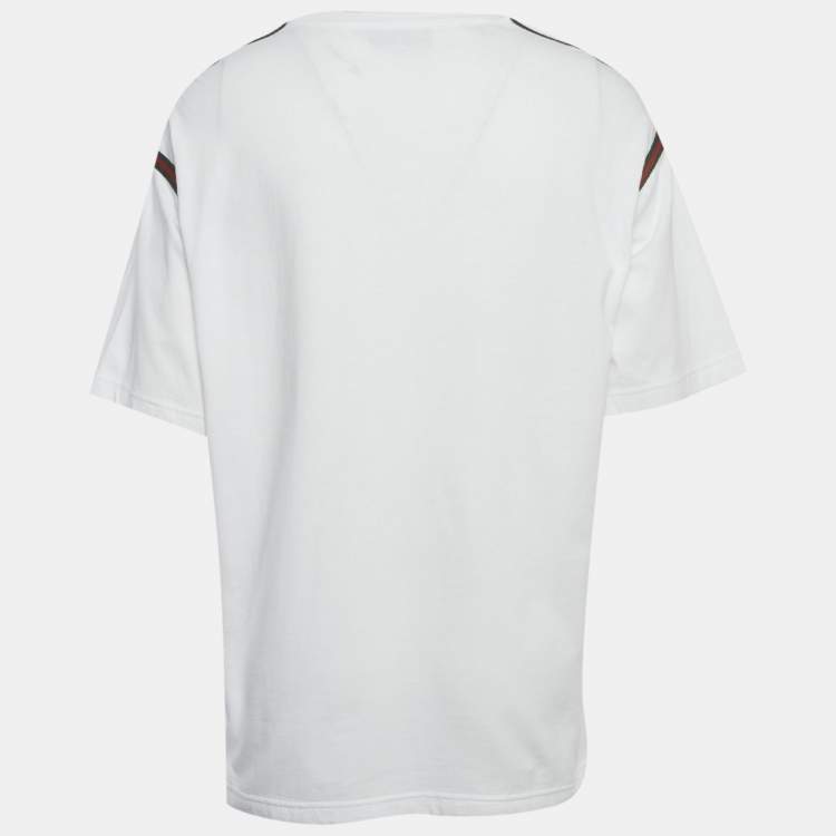 Pre Owned Gucci White Web Trim Jersey T-Shirt XXXL