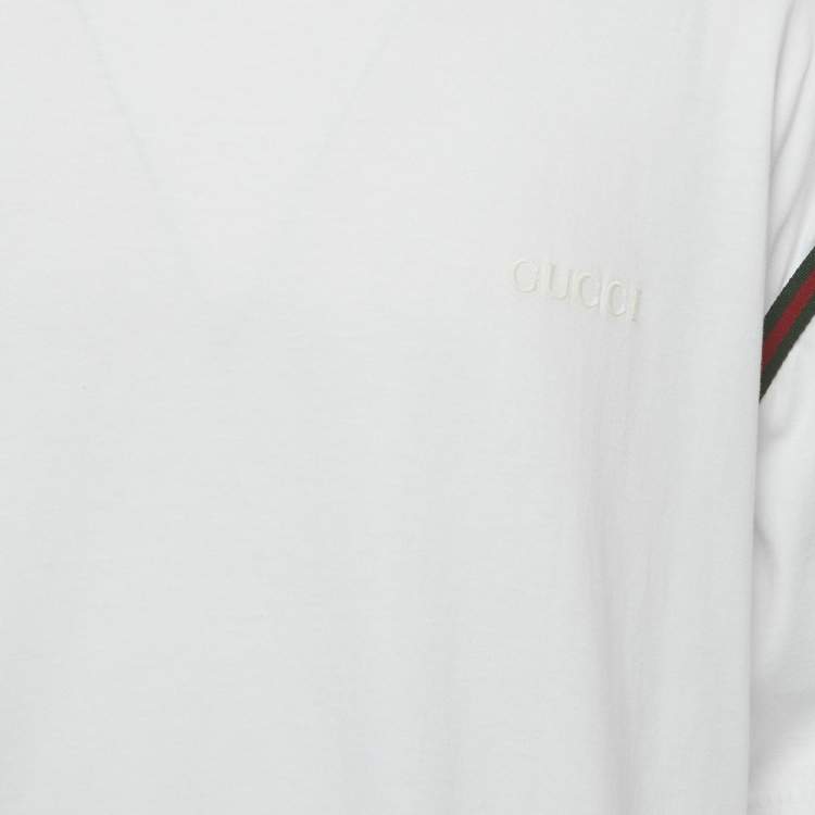 Pre Owned Gucci White Web Trim Jersey T-Shirt XXXL