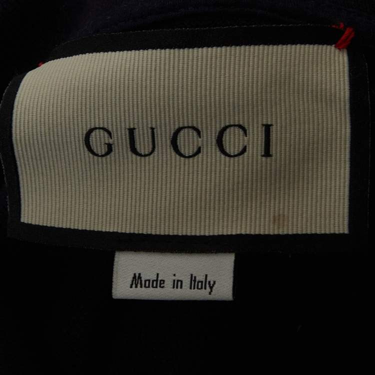 Pre Owned Gucci Blue Bee Embroidered Pique Polo T-Shirt L
