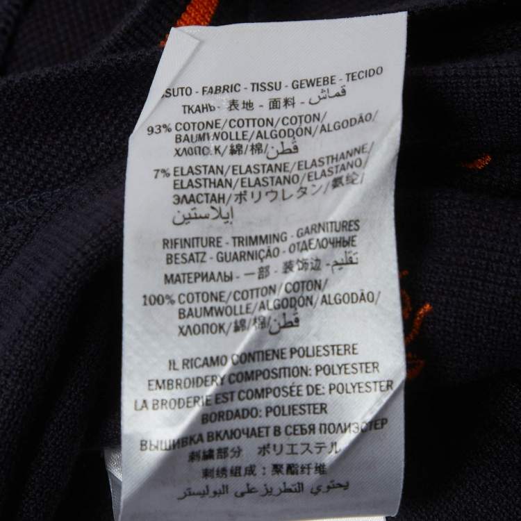 Pre Owned Gucci Blue Bee Embroidered Pique Polo T-Shirt L