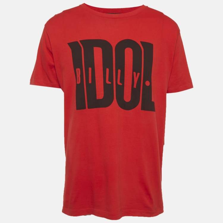 مملوكة مسبقًا Gucci Red Printed Jersey Oversized T-Shirt XS