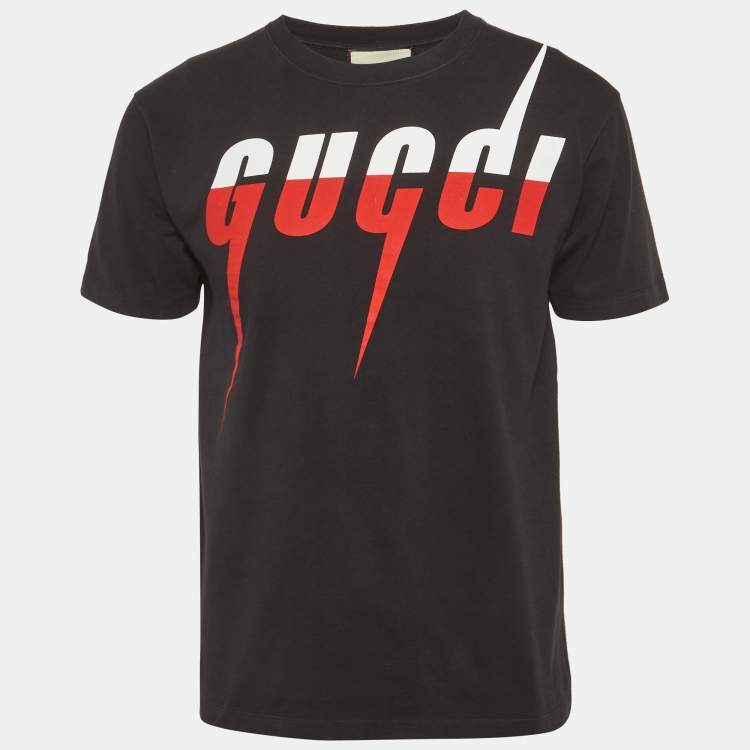 مملوكة مسبقًا Gucci Black Logo Print Jersey Oversized T-Shirt XS
