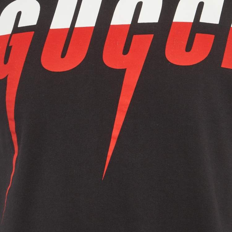 مملوكة مسبقًا Gucci Black Logo Print Jersey Oversized T-Shirt XS