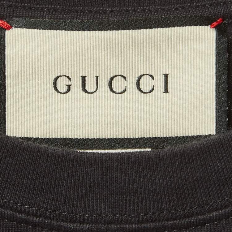 مملوكة مسبقًا Gucci Black Logo Print Jersey Oversized T-Shirt XS