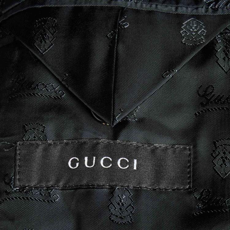 Pre Owned Gucci Black Corduroy Logo Pocket One Buttoned Blazer L