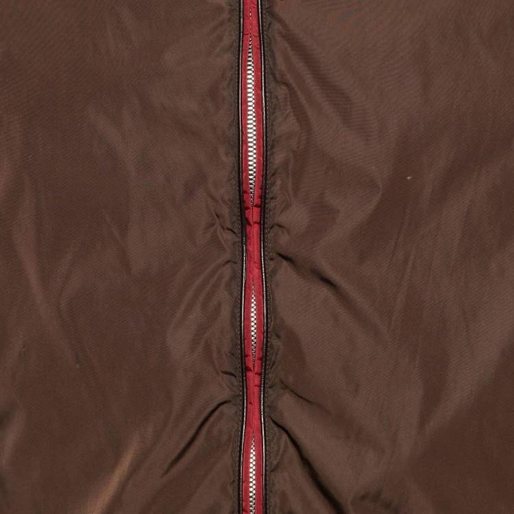 Pre Owned Gucci Brown Nylon Zip Up Bomber Jacket M 