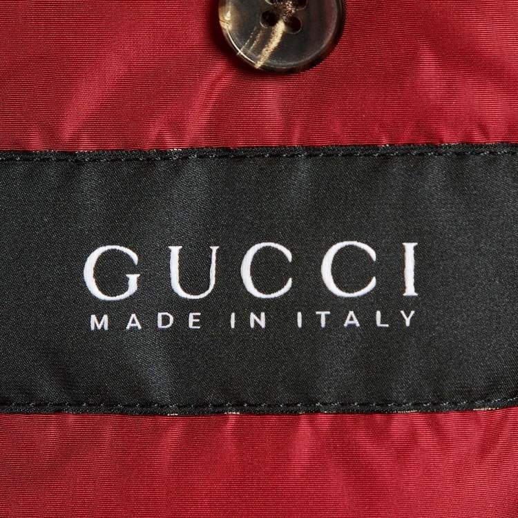 Pre Owned Gucci Brown Nylon Zip Up Bomber Jacket M 