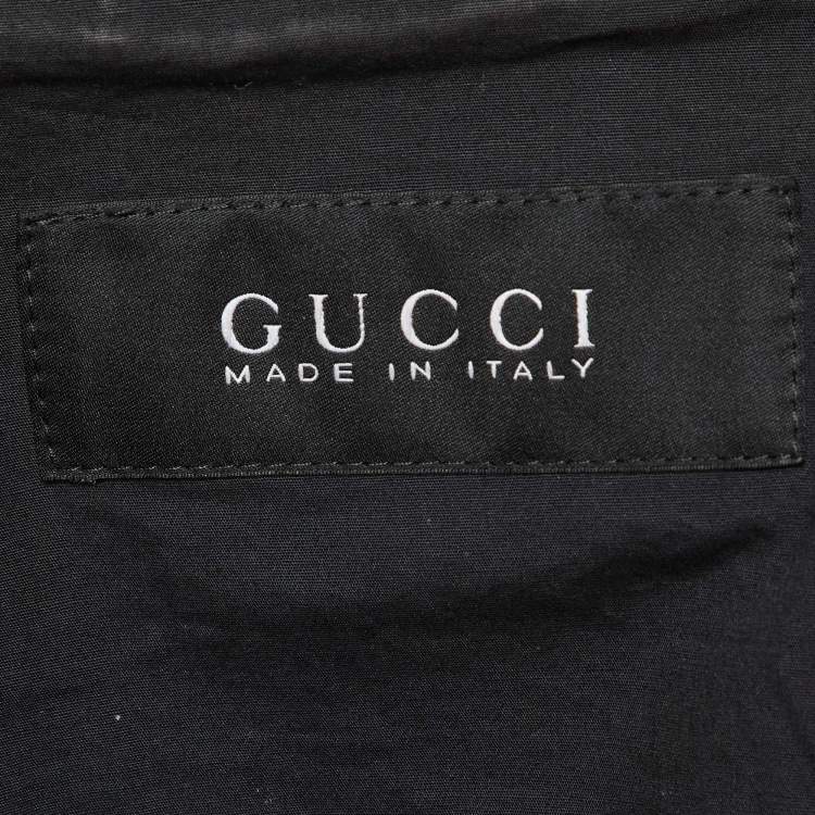 Pre Owned Gucci Burgundy Leather Zip Up Bomber Jacket M