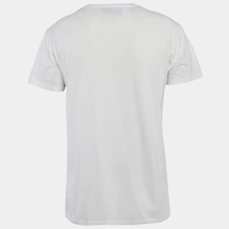 Pre Owned Gucci White Printed Jersey Crewneck T-Shirt S