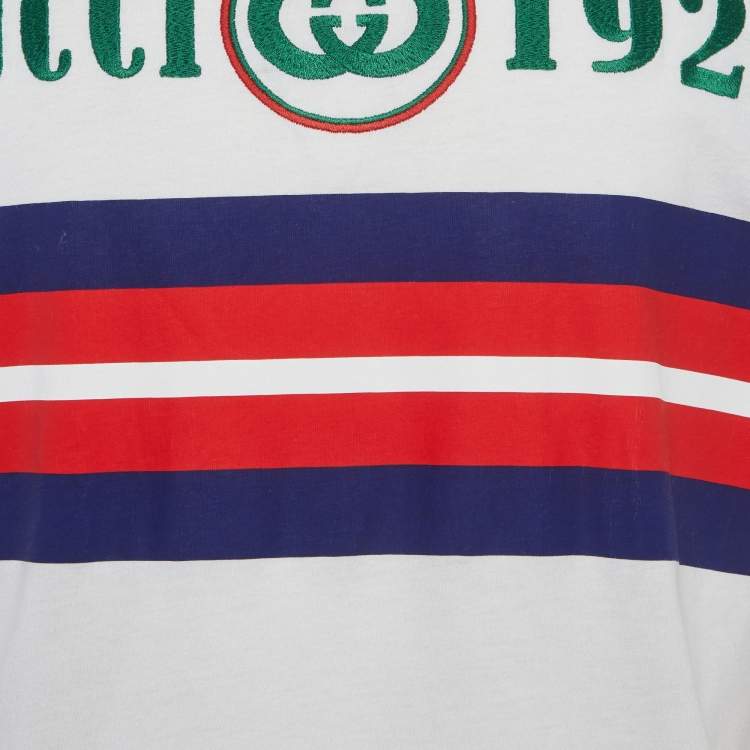 Pre Owned Gucci White Printed Jersey Crewneck T-Shirt S
