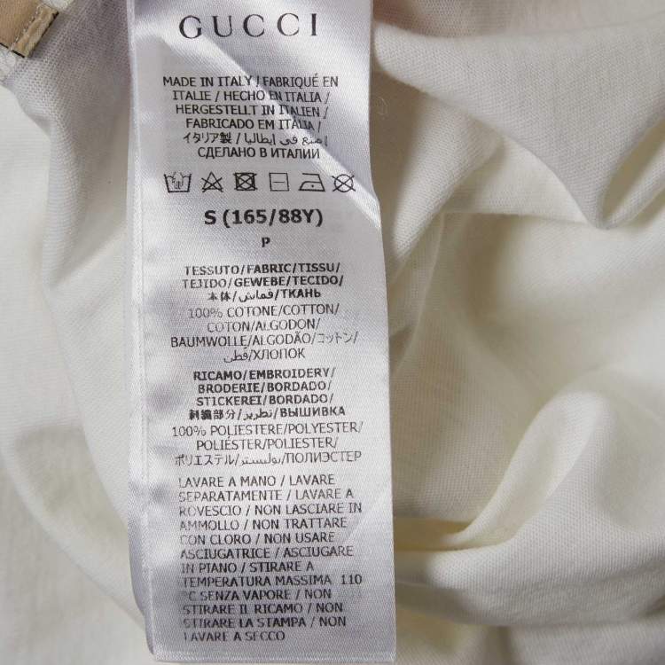 Pre Owned Gucci White Printed Jersey Crewneck T-Shirt S