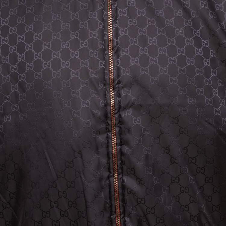 Pre Owned Gucci Blue/Red Monogram Nylon Reversible Bomber Jacket M