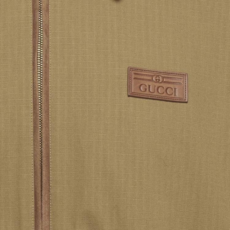 Pre Owned Gucci Brown GG Jacquard Canvas and Cotton Reversible Jacket S