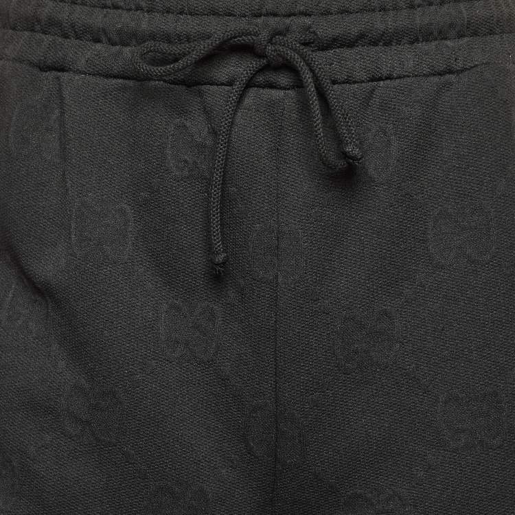 Pre Owned Gucci Black GG Embossed Jersey Web Striped Shorts S