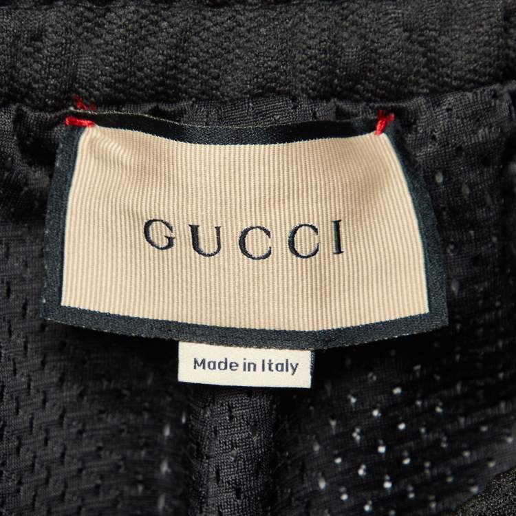 Pre Owned Gucci Black GG Embossed Jersey Web Striped Shorts S