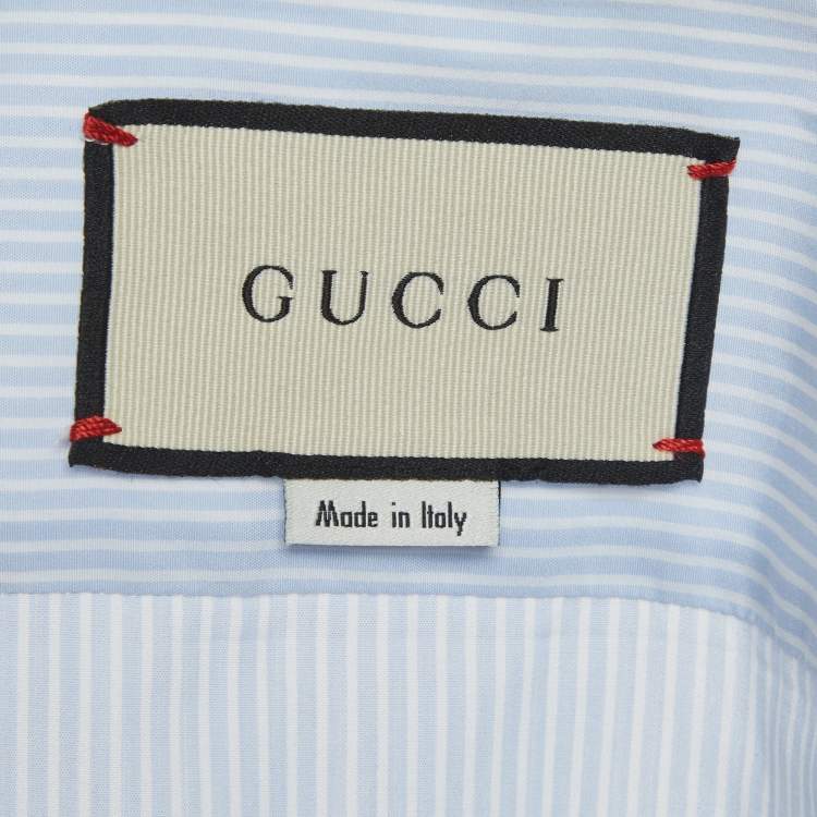 Pre Owned Gucci Blue/White Striped Cotton Long Sleeve Shirt M