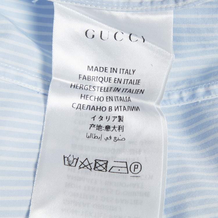 Pre Owned Gucci Blue/White Striped Cotton Long Sleeve Shirt M