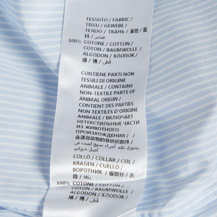 Pre Owned Gucci Blue/White Striped Cotton Long Sleeve Shirt M