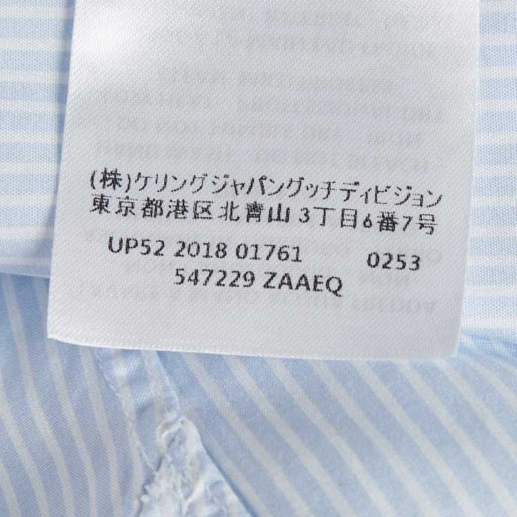 Pre Owned Gucci Blue/White Striped Cotton Long Sleeve Shirt M