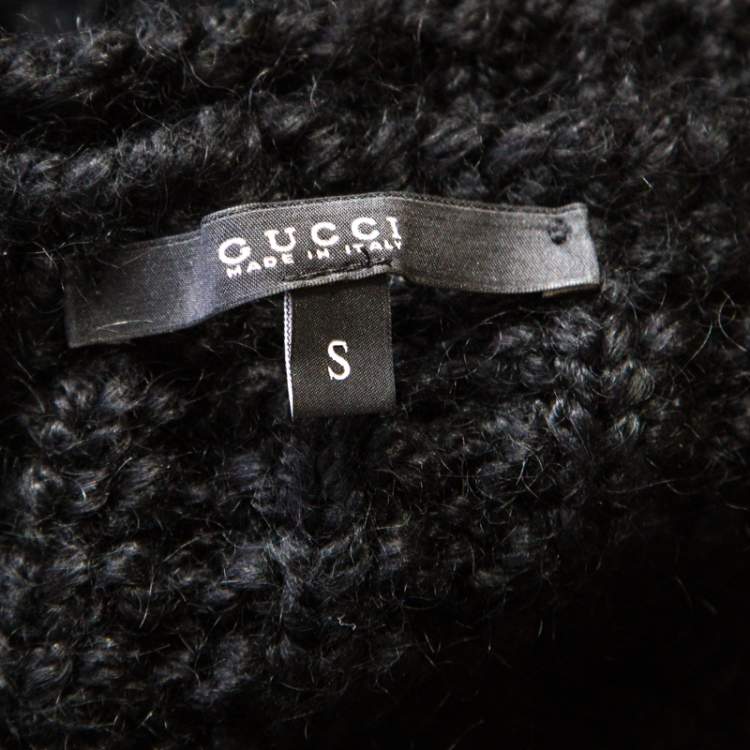 Pre Owned Gucci Black Chunky Rib Knit Wool Mohair Crew Neck Sweater S