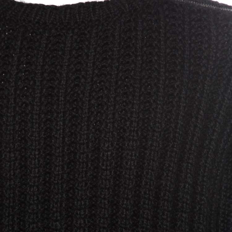 Pre Owned Gucci Black Chunky Rib Knit Wool Mohair Crew Neck Sweater S