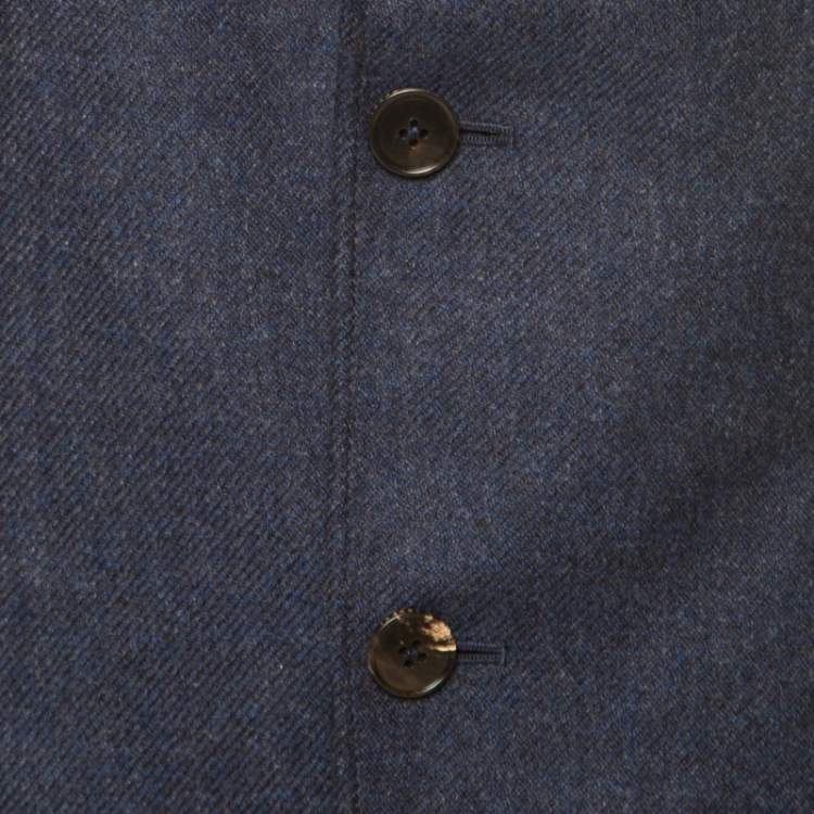 Pre Owned Gucci Nautical Blue Cashmere Patch Pocket Detail Tailored Blazer L
